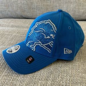 New Era Blue Detroit Lions Glitter Logo Hat